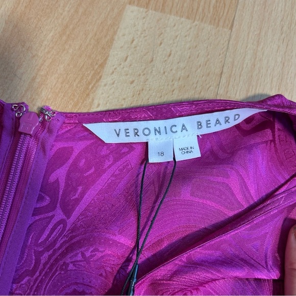 NWT Veronica Beard Weiss Magenta Faux Wrap Silk Blend Jacquard Midi Dress - Picture 10 of 16